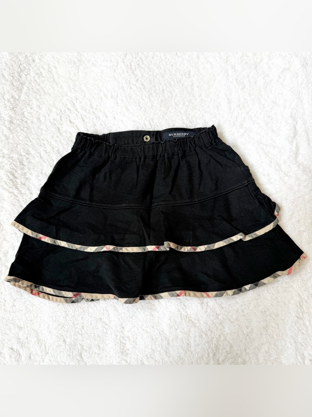 Burberry Nova Check Skirt 90cm 2T black beige plaid bottoms girl Horse Authentic
